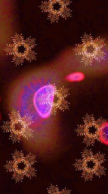 Raster illüstrasyonu. Raster illüstrasyonu. Kar Tanesi Simgesi. Kar taneleri kahverengi, siyah ve kırmızı renklerde izole edilmiş..