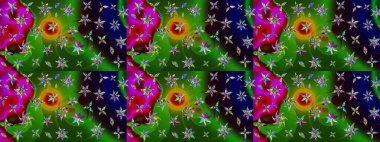 Cute flower raster pattern. Flowers on green and black colors. Sketch Colour Spring Theme sketch pattern Background. Flat Flower Elements Design.