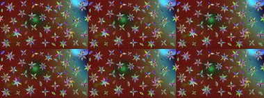 Çiçeksel kahverengi ve kırmızı çizim deseni. Raster çiçek izi. Klasik taslak çizimi.