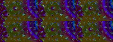 Düz Çiçek Elementleri Tasarımı. Raster illüstrasyonundaki çiçek desenli çizim. Renkli Bahar Teması eskiz kalıbı. Süslü kumaş deseni.