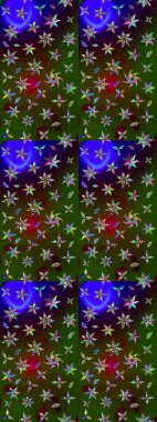 Raster illüstrasyonu. Tropik çiçek desenleri. Yeşil ve kahverengi renkte çiçekler.