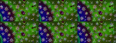 Çiçekli el çizimi çizimi deseni. Modern gelişim yeşil ve mavi raster arka plan duvar kâğıdı illüstrasyon klasik çizgili iz sürme desenli çiçekler, çiçekli süsler.