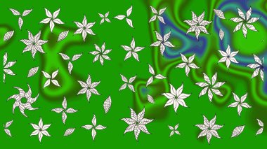 Renkli Bahar Teması eskiz kalıbı. Yeşil renkli çiçekler. Düz Çiçek Elementleri Tasarımı. Raster illüstrasyonunda çiçek deseni çizimi.