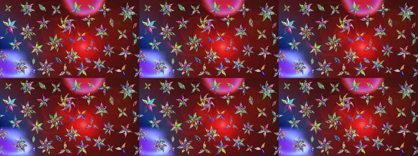 Raster illüstrasyonu. Kırmızı ve kahverengi renklerde. Kırmızı ve kahverengi renkte kırmızı ve kahverengi papatya deseni.