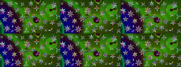 Çiçekli el çizimi çizimi deseni. Modern gelişim yeşil ve mavi raster arka plan duvar kâğıdı illüstrasyon klasik çizgili iz sürme desenli çiçekler, çiçekli süsler.