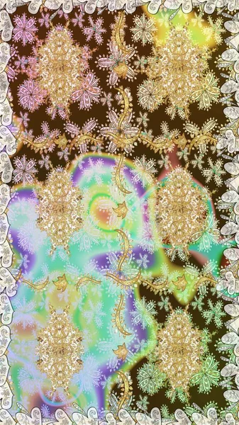 Tarafsız renklerde, altın elementlerle kusursuz desen. Geleneksel oryantasyon süsü. Klasik klasik klasik arka plan. Klasik raster altın pürüzsüz desen.