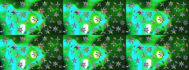 Poster ya da kapak için arka plan. Yapraklı çizim şekli. Şirin, zarif çiçekler Raster illüstrasyonu. Davetiye ve kartpostal tasarımı için dekoratif çiçek unsurları. Tekstil için figür.