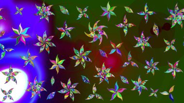 Renkli Bahar Teması eskiz kalıbı. Çocuk stili. Düz Çiçek Elementleri Tasarımı. Çiçekli çizim raster arkaplanı.