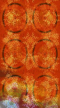 Güzel tasarım. Noel için tatil tasarımı, yeni yıl moda baskıları. Kar tanelerinin soyut arkaplanlı Noel arkaplanı. Raster illüstrasyonu. Turuncu, kahverengi ve sarı kar taneleri.