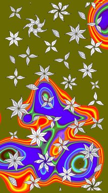 Raster. Kahverengi renkte güzel çiçekler, suluboya desenli eskiz deseni, duvar kağıdı, kart veya kumaş için fayanslı..