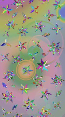 Tarafsız ve parlak çiçekli yeşil renkler üzerine soyut çizim deseni. Küçük çiçekte hoş bir çiçek deseni var. Çiçek elementli zarif raster dokusu..