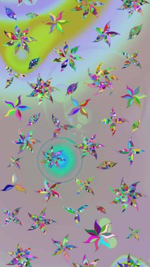 Tarafsız ve gri renklerde çiçekler. Raster düz çiçek çizim deseni. Tasarım hediye paketi, tebrik kartları, posterler ve afiş tasarımı.