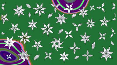 Raster deseni. Yeşil el çizimi desen. Sanat, çiçeklere ilham verir ve arka plan bırakır. Karalama çiçekleri çizim deseni.