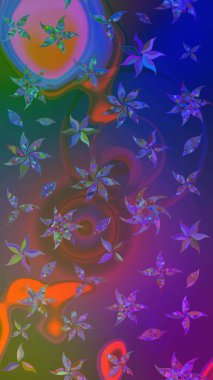 Eskiz klasiği. Raster Şirin kumaş deseni. Renkli Bahar Teması eskiz kalıbı. Düz Çiçek Elementleri Tasarımı.