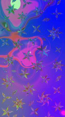 Raster illüstrasyonu. Soyut çiçek çizim kalıbı arka planı. Raster deseni. Küçük çiçekteki sevimli çiçek deseni. Mor ve mavi renklerde.