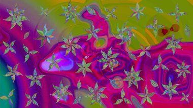 Raster illüstrasyonu. Zentangle soyut çiçekleri. Düz Çiçek Elementleri Tasarımı. Renkli Bahar Teması eskiz kalıbı. Karalama çiçeği. Şirin kumaş deseni.