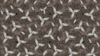 Yapraklı çizim şekli. Şirin, zarif çiçekler Raster illüstrasyonu. Tekstil için figür. Poster ya da kapak için arka plan. Davetiye ve kartpostal tasarımı için dekoratif çiçek unsurları.