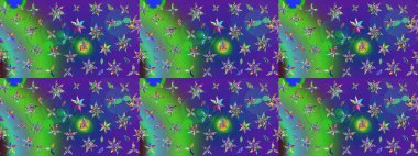 Bahar mevsimi. Mavi ve yeşil renkli çiçekler. Nazik romantik baskı. Raster güzel bir çiçek deseni çizmiş. Tatil havası..