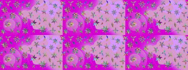 Çiçeksel nötr ve morumsu eskiz deseni. Raster Yumuşak kumaş deseni. Raster çiçek izi. Klasik taslak çizimi.