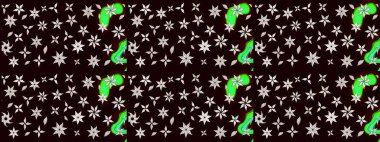 Siyah ve nötr renklerde çiçekler. Raster illüstrasyonunda çiçek deseni çizimi.