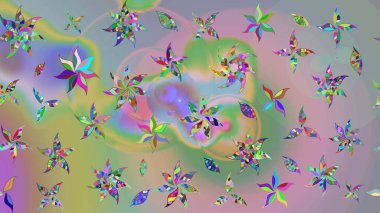 Raster illüstrasyonu. Çiçekli karalama şeklinde Raster çiçek deseni. Tarafsız ve yeşil renklerde yaz çiçekleri.