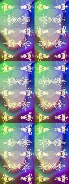 Suluboya çiçekli çiçek deseni. Tarafsız, mavi ve yeşil renklerde Asya tekstili. Raster illüstrasyonu.