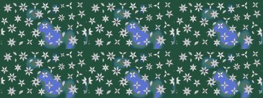 Düz Çiçek Elementleri Tasarımı. Eskiz klasiği. Renkli Bahar Teması eskiz kalıbı. Raster Şirin kumaş deseni.