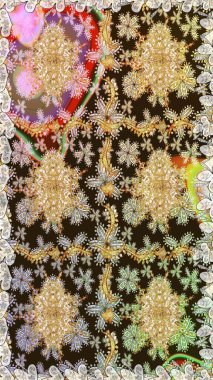 Barok tarzında kusursuz bir doğulu süsü. Kahverengi renkli ve altın elementli geleneksel klasik altın sarısı desen.