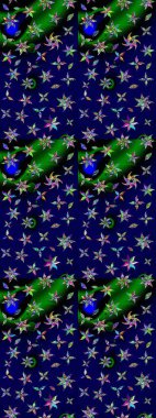 Soyut etnik raster çizim kalıbı. Çiçekler. Vadinin çiçekleri mavi ve siyah renklerde.