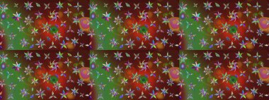 Çiçeksel fantezi tasarımı ve parlak bir arka plan çizimi. Düz Çiçek Elementleri Tasarımı. Renkli Bahar Teması çizim şablonu.