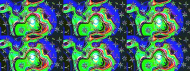 Raster illüstrasyonu. Küçük bir çiçekte eskiz deseni. Güzel kumaş deseni. Güzel çiçek arkaplanı..