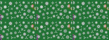 Raster Yumuşak kumaş deseni. Klasik taslak çizimi. Çiçek yeşili ve nötr çizim deseni. Raster çiçek izi..