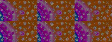 Raster Yumuşak kumaş deseni. Raster çiçek izi. Klasik taslak çizimi. Çiçeksel kahverengi ve mor çizim deseni.