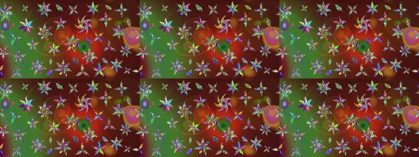 Çiçeksel fantezi tasarımı ve parlak bir arka plan çizimi. Düz Çiçek Elementleri Tasarımı. Renkli Bahar Teması çizim şablonu.