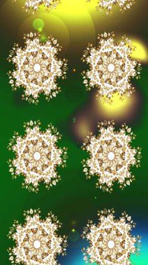 Raster Noel soyut renkli arka plan ve tatlı kar tanesi. Farklı kar taneleri toplayıcısı, altın rengi kış elementleri..