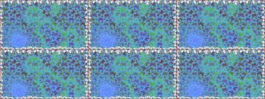 Mavi arka planda renkli kelebekler. Paketleme, kağıt ve kumaş için uygun. Kelebeklerle renklendirilmiş, pürüzsüz bir desen.