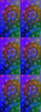 Şirin çiçek elementleri. Raster illüstrasyonu. Robot resim. Mavi ve mor renkte çiçekler.