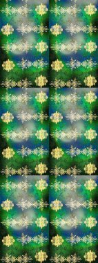 Kar taneleri izole edildi. Kar tanesi süsü Raster illüstrasyonu. Yeşil, mavi ve nötr renklerde kar tanesi süsü. Güzel süs eşyası..