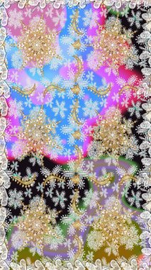 Tarafsız renklerde altın rengi ve altın elementler üzerinde altın pürüzsüz desen. Tekrarlayan elementlerle soyut arkaplan oluşturun. Kusursuz damaske klasik altın desen. Raster illüstrasyonu.