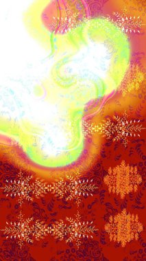 Kar taneleri izole edildi. Kırmızı, beyaz ve turuncu renklerde kar tanesi süsü. Güzel süs eşyası. Kar tanesi süsü Raster illüstrasyonu.