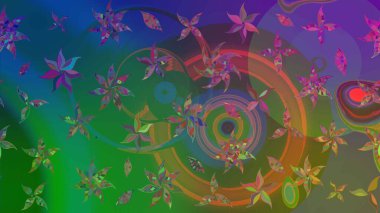 Soyut çiçek çizim kalıbı arka planı. Raster illüstrasyonu. Raster deseni. Küçük çiçekteki sevimli çiçek deseni. Yeşil ve mavi renklerde.