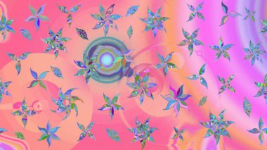 Robot resim. Raster illüstrasyonu. Küçük çiçekte sevimli çiçek deseni var..