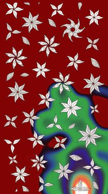 Watercolor, hand drawn. Sketch background pattern. Raster - stock. Flowers of the valley on red and green colors.
