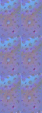 Güzel kumaş deseni. Bahar çiçekleriyle güzel bir çiçek deseni çizmişsin. Raster illüstrasyonu.