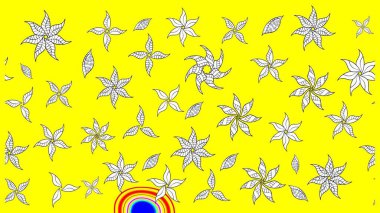 Sarı renklerde. Çiçek. Raster illüstrasyonu. Taslak dekoratif arka plan, çiçek mandala.