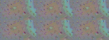 Çiçekli karalama şeklinde Raster çiçek deseni. Raster illüstrasyonu. Gri ve bej renkte yaz çiçekleri..