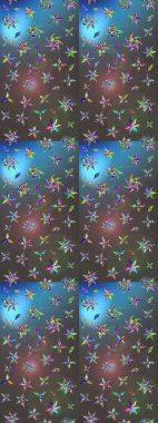 Tekstil, kumaş, kapaklar, duvar kağıtları, baskı, naylon, koleksiyon defteri, örgü, dekupaj için güzel bir eskiz. Millefleur 'lar. Küçük gri ve mavi renkte güzel bir besin torbası deseni, çiçekler..