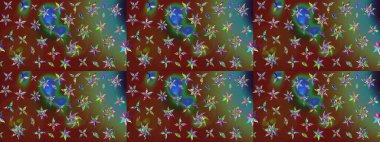 Çiçek ve yapraklı çiçek deseni. Küçük çiçekli şirin bir desen. Raster illüstrasyonu.