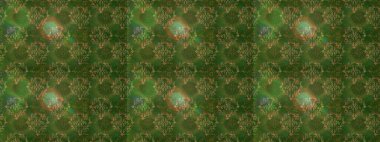 Tropik çiçekler. Tişörtsüz arka plan deseni. Yeşil, kahverengi ve bej renkli çiçekler.