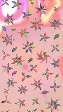 Renkli çiçekler ve pembe ve nötr renklerde yapraklarla muhteşem bir çiçek deseni. Moda baskıları için zarif bir şablon. Halk tarzı. Modern çiçek arkaplanı.